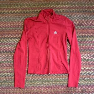 ADIDAS RED ZIP UP ATHLETIC JACKET